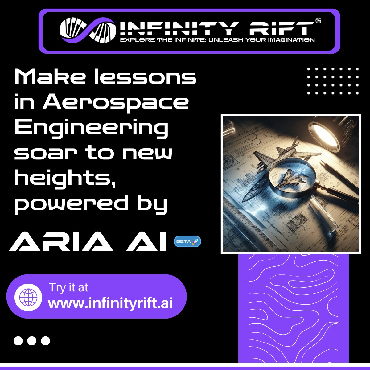 SynapSynopsis's tweet image. Explore the world of Aerospace Engineering with lessons that elevate your knowledge, all made possible by ARIA AI. Master the skies and beyond.

#AerospaceEngineering #FlightDynamics #SpaceExploration #AircraftDesign #SpacecraftDesign #PropulsionSystems #Aerodynamics #Avionics