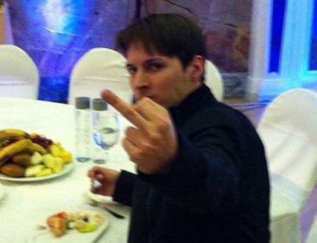 This is a famous photo of Telegram founder Pavel Durov giving Putin his middle finger.

In 2011, Durov said that the Russian government had requested him to cancel the accounts of anti-government figures on his social media platform. Durov not only did not follow, but also