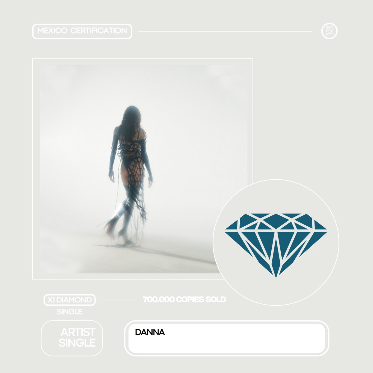 "XT4S1S" de Danna ha certificado disco de DIAMANTE en México tras vender más de 700,000 unidades en el país. 🇲🇽