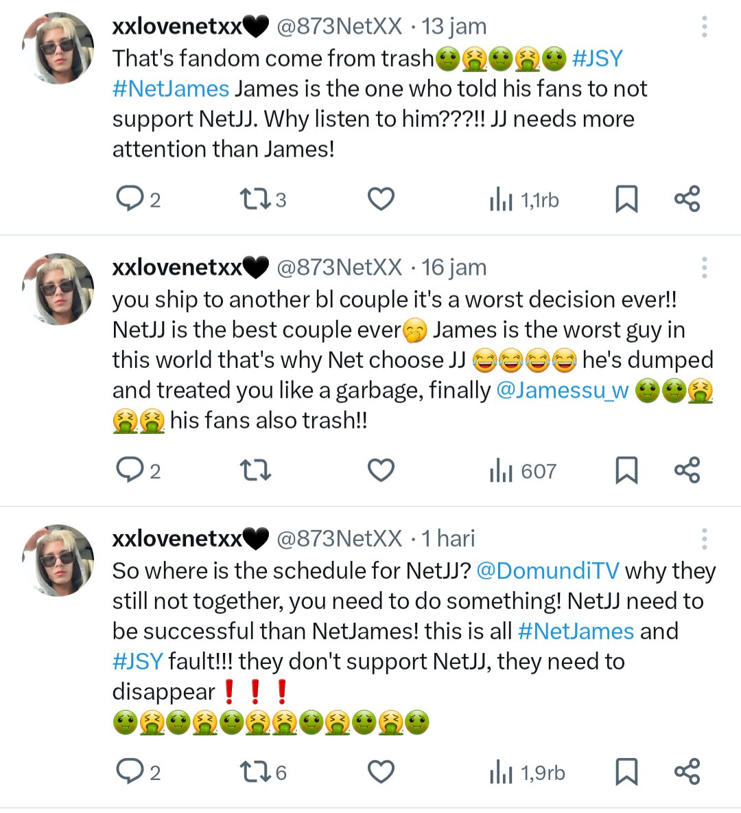 🚨 BLOCK AND REPORT 🚨

‼️DON'T ENGAGE OR INTERACT ‼️

Report this account cause uses hashtag NETJJ to make a malicious content and also spreads hatred to others by mentioning Net and JJ.

⚠️ Abuse and Harassment >> Trageted Harassment

➡️ x.com/873NetXX?t=14S…

#ReportForJJRCP