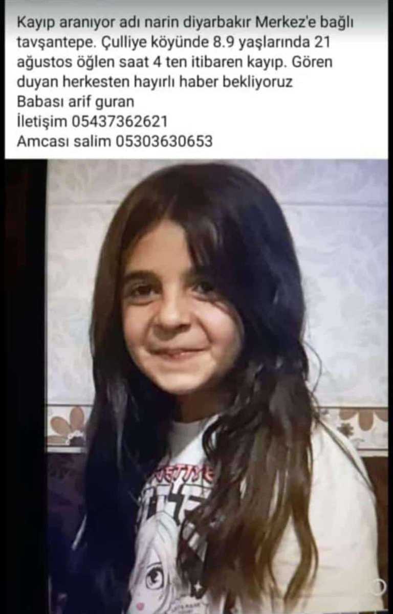 NARİN GÜRAN 'ı bulun  taş üstünde taş koymayın bulun