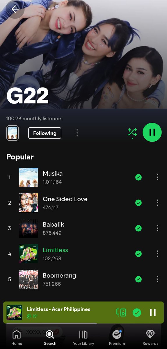 skyvester12's tweet photo. HAPPY 100K MONTHLY LISTENERS ULIT #G22 !!! pls keep listening po sa mga songs nila!!
#ThisIsNotACompetitionButARevolution https://t.co/HaZ3x7vzIm