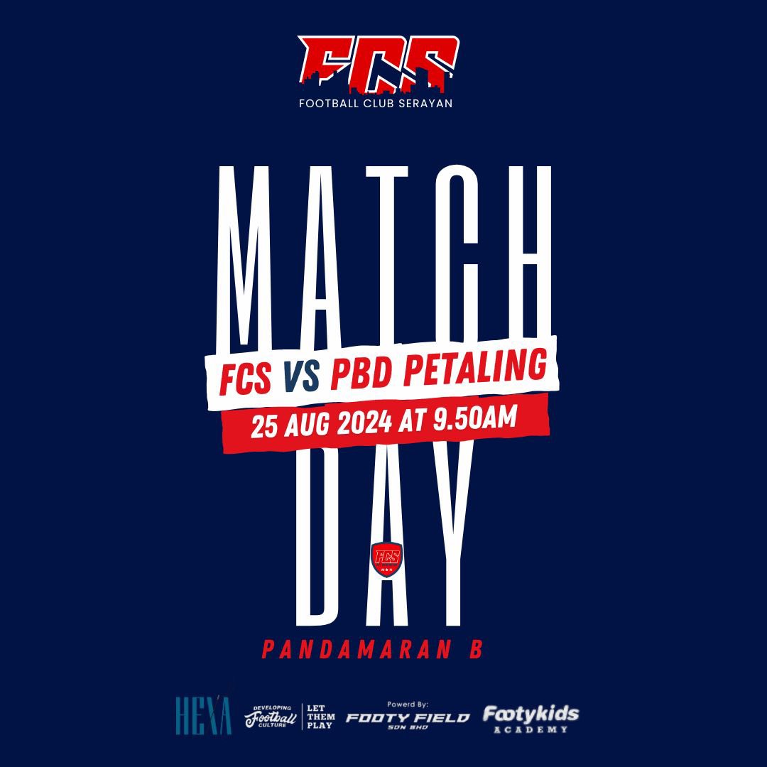 fcserayan's tweet photo. LIGA @faselangormy FAS JUNIOR U16 MATCH WEEK 6

FC SERAYAN 🆚 PBD PETALING

🗓️ 25 AUGUST 2024
⏰ 9.50AM
🏟️ PANDAMARAN B

Partnership By :
@footykidsMY 
@hexatailor https://t.co/zrKiD5JqTO