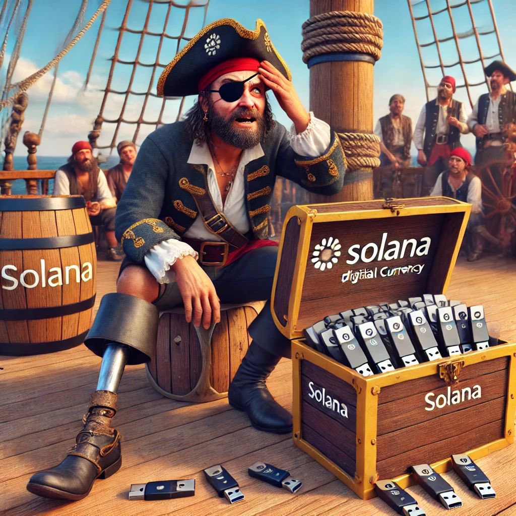When you trade gold doubloons for crypto…and end up with a chest full of Solana USB drives.