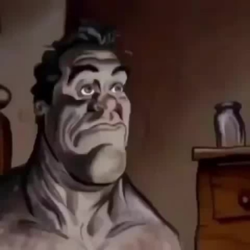 The player watching the enemy fly away after he hits him once