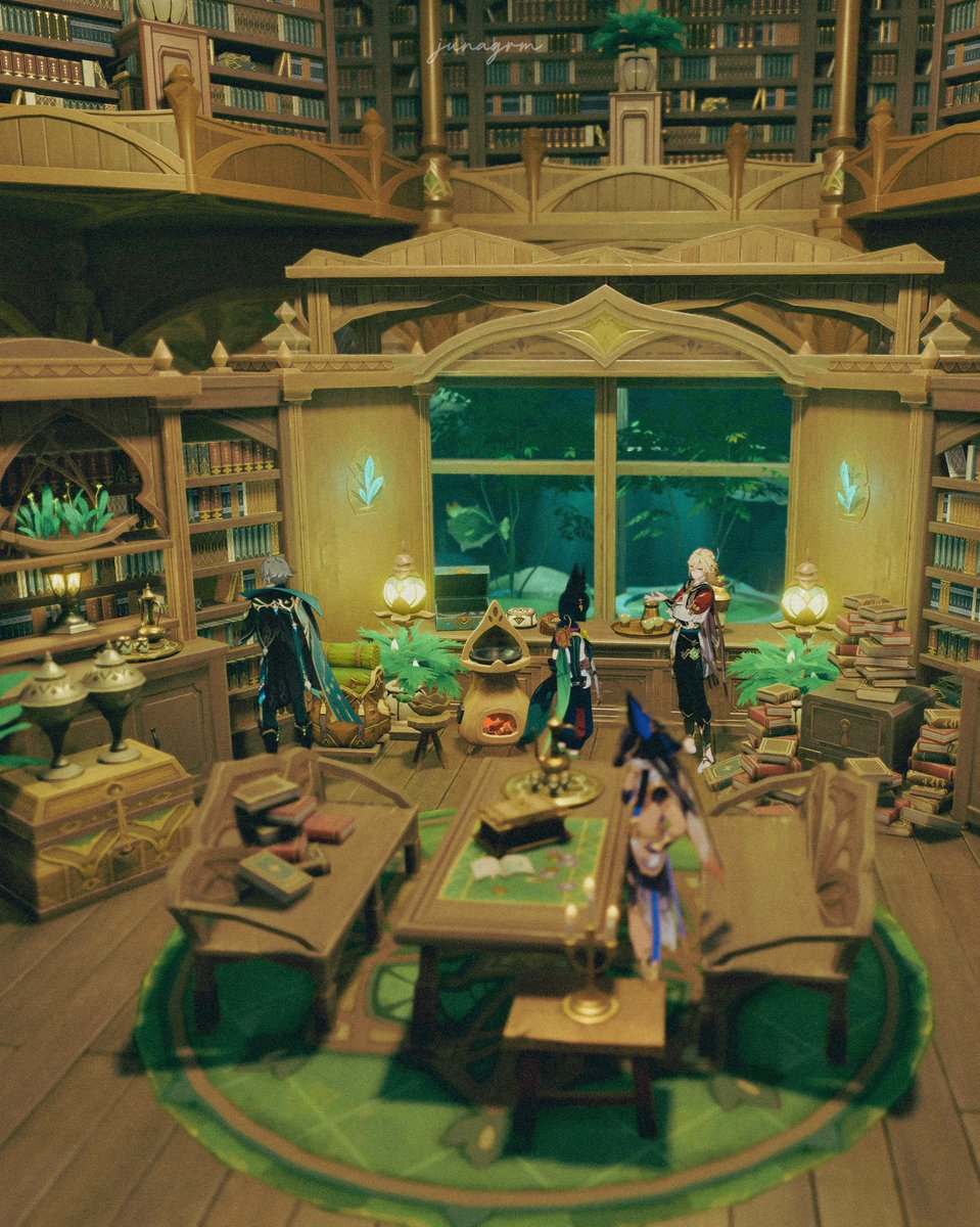 ju______n_a's tweet photo. New Teapot ⟡.·

︎《  Forest Wisdom room  》
   ~森にある知恵の部屋~

スメール男子4人のお部屋を作りました🌿
YouTubeで作り方と使用した浮かしの
解説をしています😌✨

#塵歌壺 #Sereniteapot #Genshin https://t.co/HjH6IZ2Szy