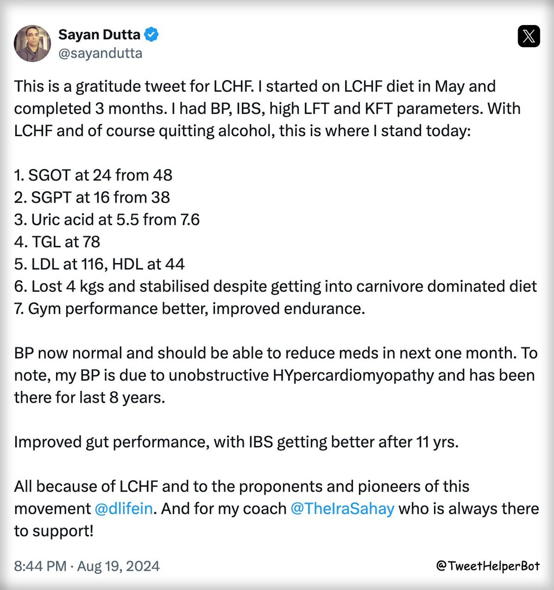 TheIraSahay's tweet image. #ProgressUpdate after 3 months! 
Sayan @sayandutta has already tweeted about his progress under my Coaching. And now after seeing great outcomes of TCR/LCHF on himself he&apos;s also enrolled in the dLife diploma course - Low Carb Nutrition and Metabolic Health- India&apos;s only legally…