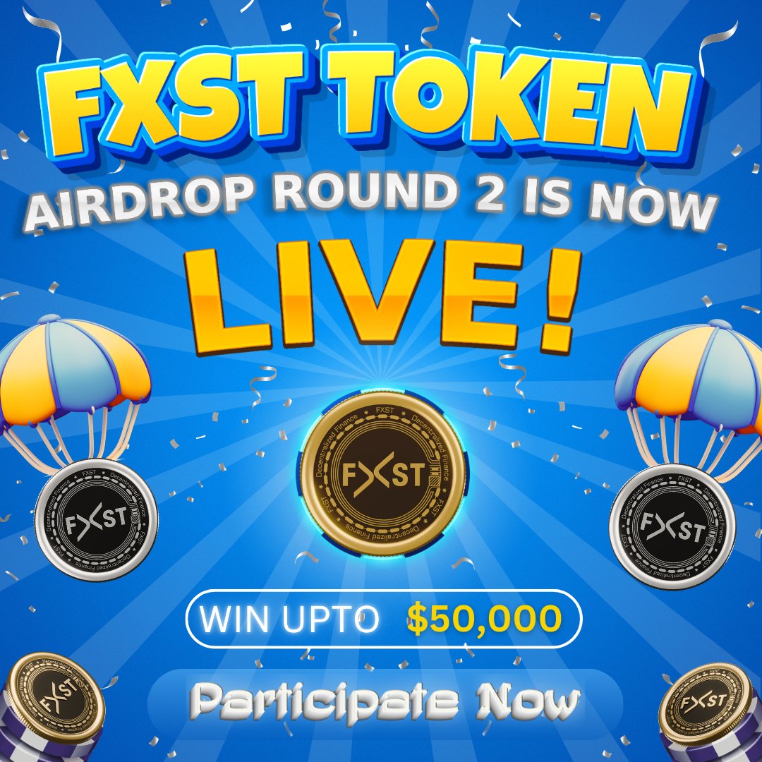 🚀 FXST $50,000 Airdrop Round 2 is LIVE! 🚀

Complete tasks, refer friends, and start winning big! 💰

📢 Like, Retweet &amp; Comment

👉 Join Now: t.me/fxstairdropbot

#FXST #fxstgrandlaunch #Airdrop #CryptoGiveaway #CryptoRewards #CryptoAirdrop