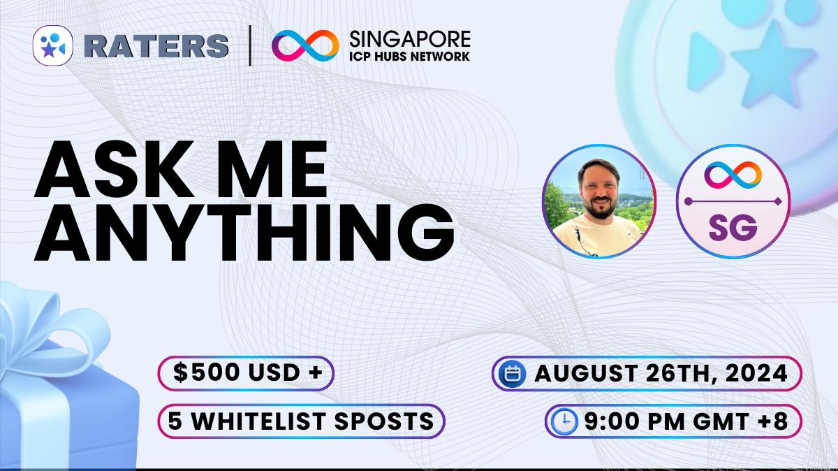 icphub_SG's tweet image. Week #6 AMA Twitter Space!  

Join us on August 26th at 9 PM (GMT+8) as we feature @Raters_app! 🎙️

Space link: x.com/i/spaces/1gqxv…

💰 500usd in prizes + 5 whitelist spots up for grabs!

🎁 Win 50usd just by:
1. RT this post ✅
2. Tag 3 friends 👥

Plus, during the AMA:
-…