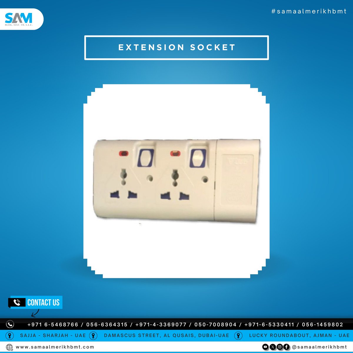 samaalmerikhbmt's tweet photo. Power up all your devices with our reliable extension sockets! Perfect for home, office, or workshop use. Visit our shop today and stay connected! #extensionsocket #powerup #shopnow #qualityproducts #electricalsupplies #toolshop #homeessentials #buildingmaterials https://t.co/AWc1gmEeMN