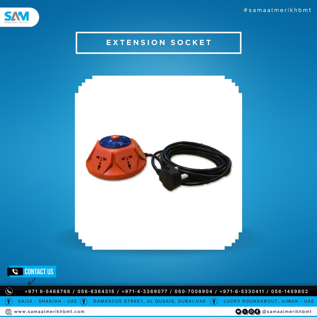 samaalmerikhbmt's tweet image. Power up all your devices with our reliable extension sockets! Perfect for home, office, or workshop use. Visit our shop today and stay connected! #extensionsocket #powerup #shopnow #qualityproducts #electricalsupplies #toolshop #homeessentials #buildingmaterials