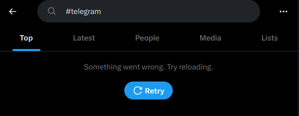 Why are the search results for the #Telegram hashtag not available?
