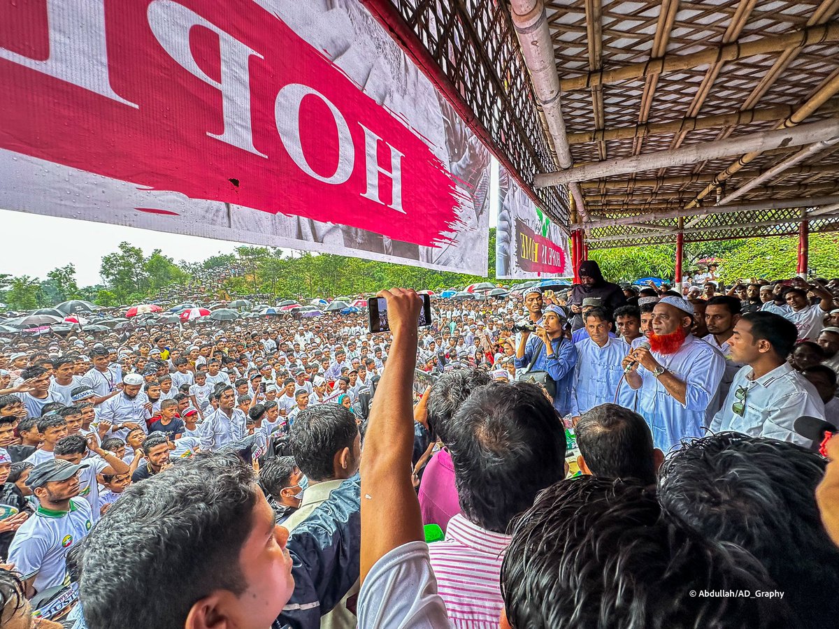 Abdulla_AH7's tweet photo. Rohingya commemorate the 7th Genocide Remembrance Day in the CXB camp. “Justice has not yet been served for 1st wave of genocide committed by the junta in 2017, while the 2nd wave of genocide is unfolding against the Rohingya, with #AA responsible for that,” says a participant. https://t.co/5LEvVnZMnr