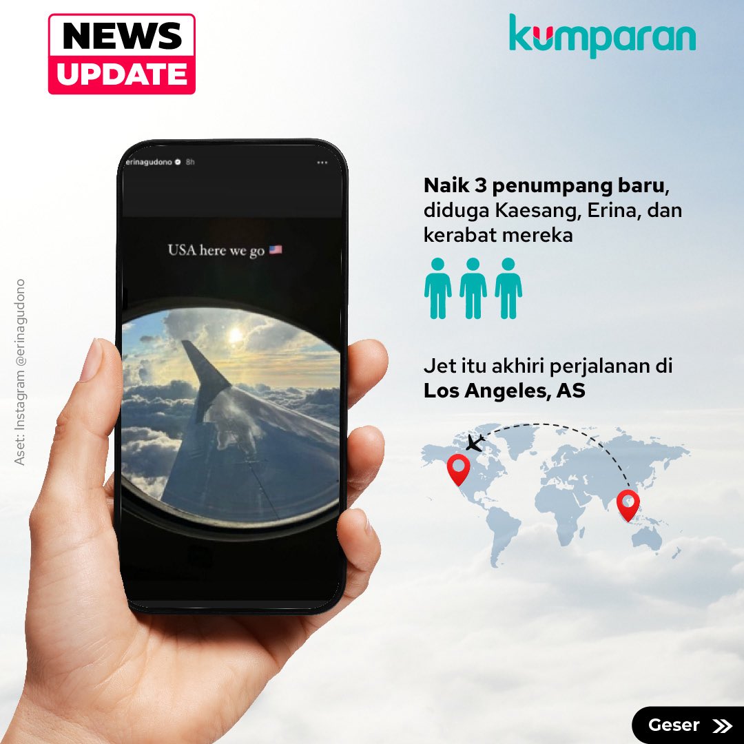 kumparan's tweet photo. Penelusuran netizen bahwa pesawat Gulfstream yang ditumpangi Kaesang dan Erina Gudono ke Amerika Serikat adalah berkode N588SE benar adanya. Pesawat itu dimiliki oleh perusahaan besar asing yang beroperasi di Indonesia.

Sumber kumparan menyebutkan bahwa pesawat tersebut masuk ke Bandara Halim Perdanakusuma dari Bandara Seletar Singapura pada 18 Agustus 2024. Begini jejak perjalanannya.

Follow WhatsApp Channel kumparan untuk dapat Informasi terpercaya dikirim langsung ke WhatsApp kamu. Ketik https://t.co/LTFgN0m78w di browser kamu sekarang, agar bisa share informasi tanpa ragu.

#newsupdate #update #news #carousel #kaesangpangarep #erinagudono #gulfstream #pesawatterbang #amerika #halimperdanakusuma #singapore #bandaraseletar #beritapolitik #berita #beritaterkini #bicarafaktalewatberita #kumparan