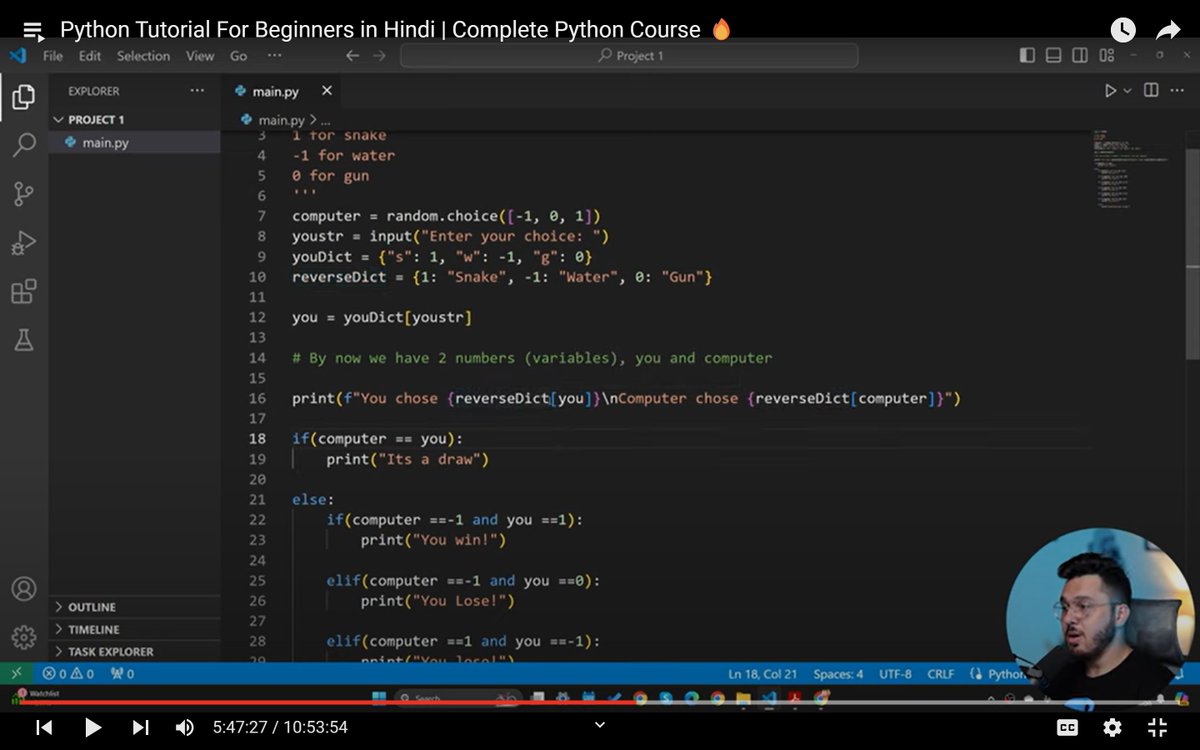 I am learning data scientist full course from You tube for free
Today I am completed my 6Hours of deep python learning part from hashtag #codewithharry 
I am so exited to do this course 
 #DataScience  #Python  #Learning  #Tech #Programming  #CareerDevelopment  #MachineLearning