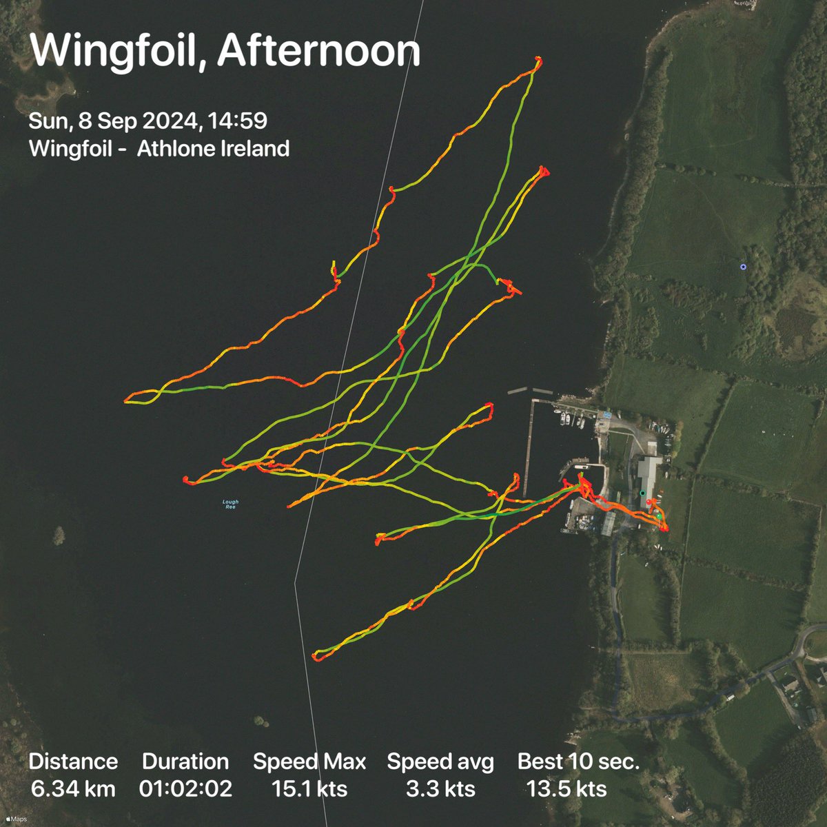 #wingfoil diary. #8 @ LRYC - making real ground upwind now. Getting back downwind turns out to be sketchy af as the wing backwinds in the lulls. Big shoutout to the folks who tell me they’ve read these logs. Thanks for not interacting, helps to keep me grounded. 👻