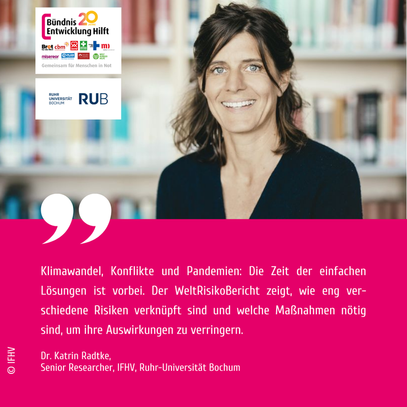 IFHV (@ifhv_bochum) on Twitter photo "Climate change, conflicts and pandemics: The time for simple solutions is over. The #WorldRiskReport shows how closely various risks are linked and what measures are needed to reduce their impact." — Dr. Katrin Radtke
l.rub.de/ee270549
<a href="/DasBuendnis/">Bündnis Entwicklung Hilft</a> <a href="/ruhrunibochum/">Ruhr-Universität Bochum</a> "Climate change, conflicts and pandemics: The time for simple solutions is over. The #WorldRiskReport shows how closely various risks are linked and what measures are needed to reduce their impact." — Dr. Katrin Radtke
l.rub.de/ee270549
<a href="/DasBuendnis/">Bündnis Entwicklung Hilft</a> <a href="/ruhrunibochum/">Ruhr-Universität Bochum</a>