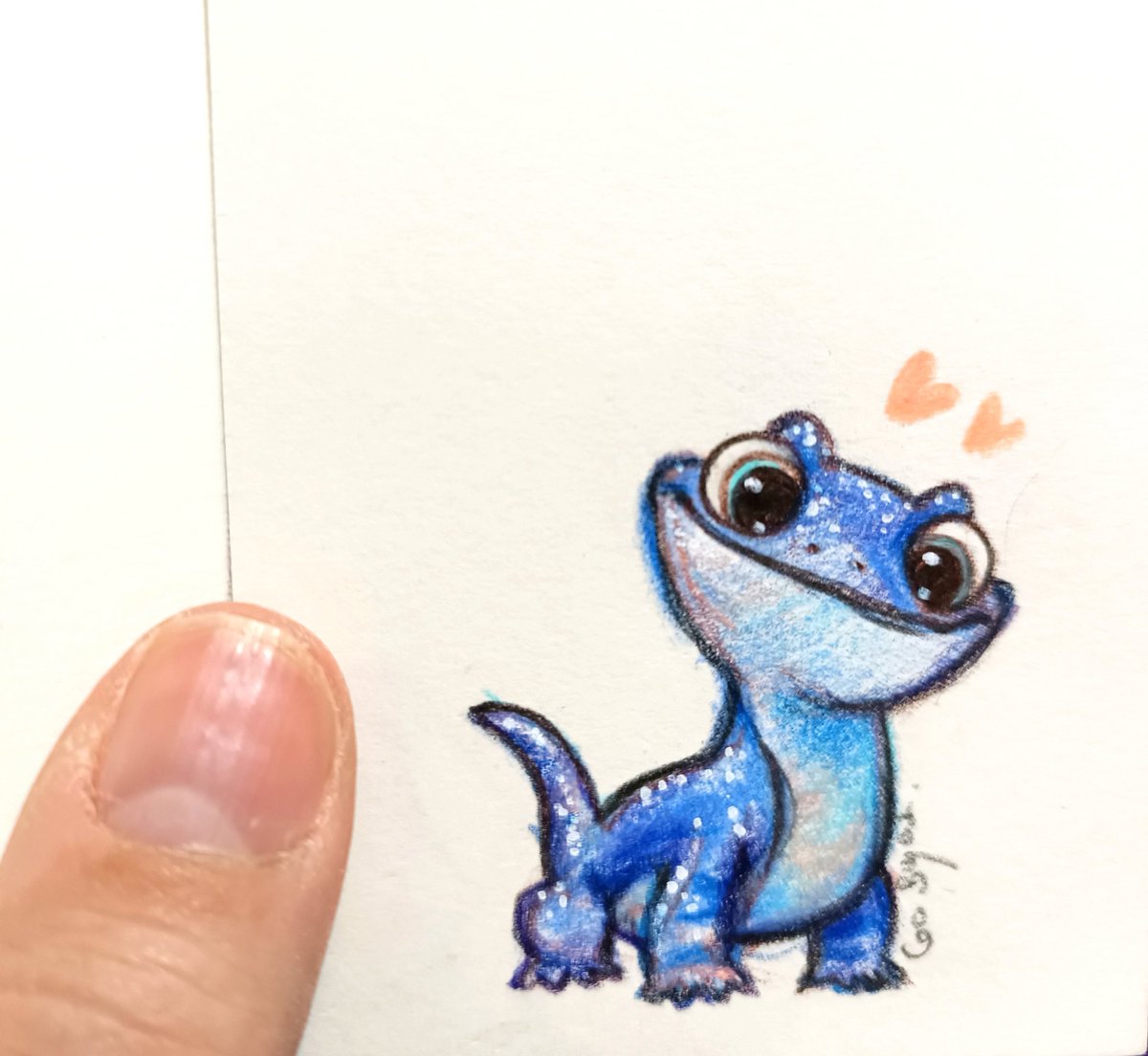 El mini dibujo de hoy es Bruni, guia a las personas para que se encuentren así mismas, compartidlo por si alguien necesita encontrar el camino. ¿Qué os parece? Buenas noches niñas y niños. 🩷