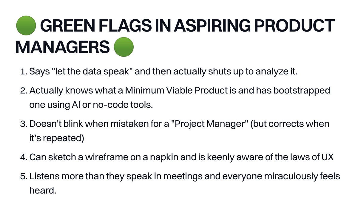 🟢 GREEN FLAGS IN ASPIRING PRODUCT MANAGERS 🟢