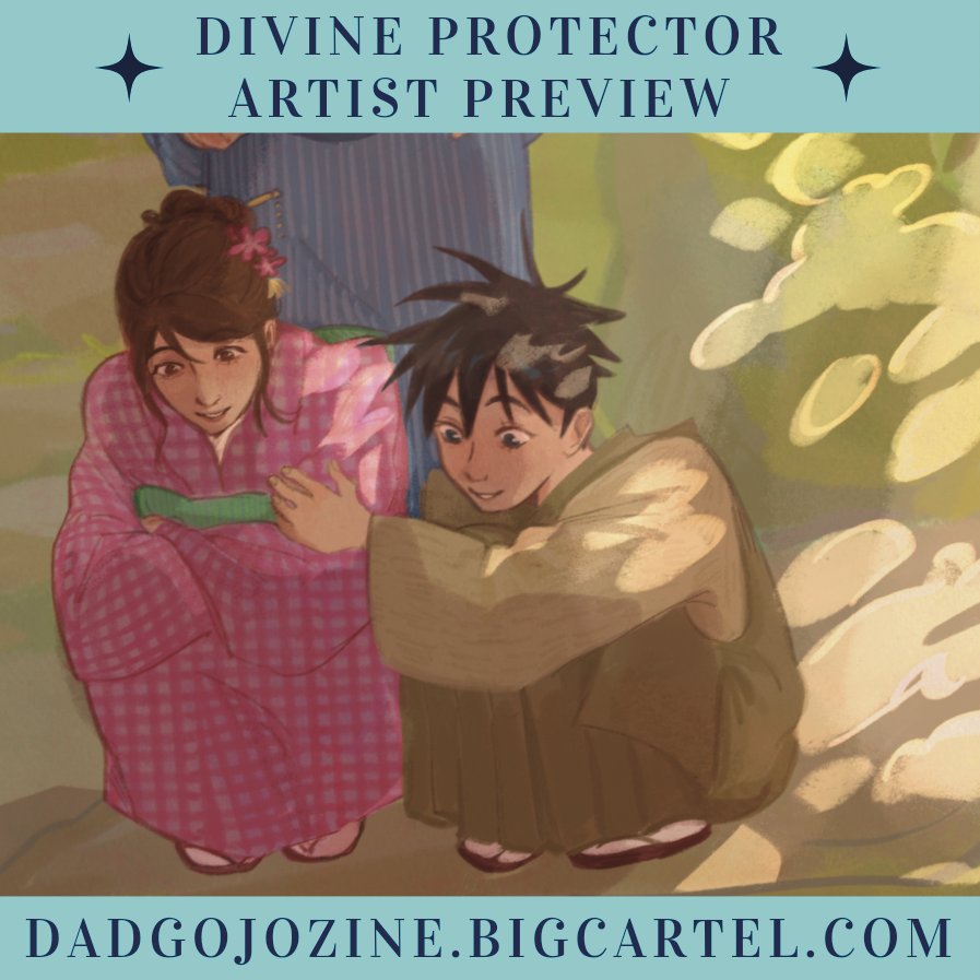 happeeecat's tweet image. I&apos;m excited to share a preview of my piece for Divine Protector: Dad Gojo Zine! The Fushiguros + Gojo will always have my heart 🫶

Pre-orders are open until Oct 19: dadgojozine.bigcartel.com