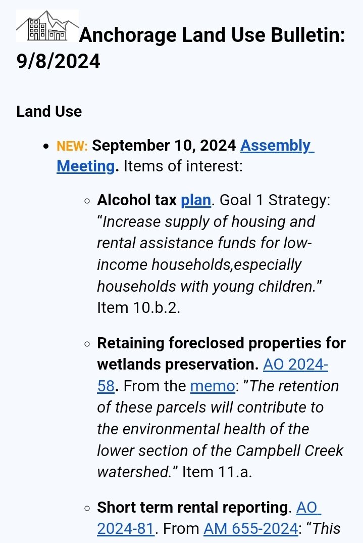 Anchorage city fans have gotten quiet on here (admittedly including myself). If you're looking for a way to keep up with housing, transportation, and related news, the weekly Anchorage Land Use Bulletin is a fantastic resource. Sign up or suggest content: 
anchoragelandusebulletin.com