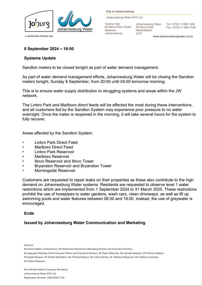 Johannesburg Water tweet media