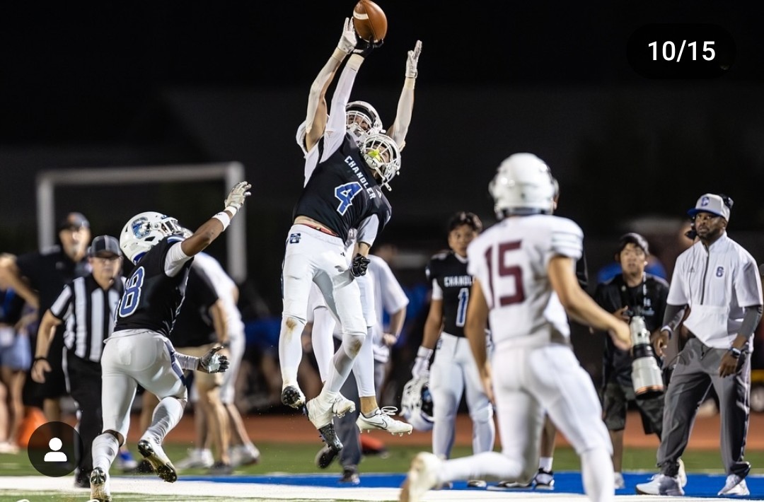 Austin 'Scooby' Bradley Has Become A consistent Playmaker and Leader For The Chandler Defense.  With 1 Interception for A Td 3 Pass Breakups and multiple TFLs.  Colleges tap in ASAP #RaisedByWolves #Ohana #DBTech #CB #4  #ChandlerVsMountainRidge
