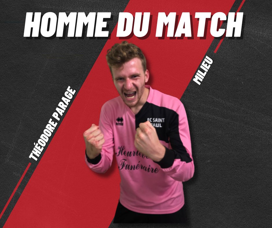 fcsaintpaul's tweet photo. [Homme du match]

🏅 Véritable poison pour nos adversaires aujourd’hui et auteur d’un but et de deux passes décisives, Théodore Parage est votre Saint-Paulois de la rencontre 👊🏻

Quel joueur ✨

#TeamFCSP 🔴⚫️ https://t.co/WfUSckmLzF