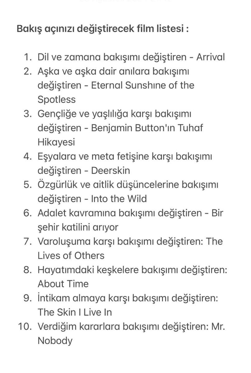 İbrahim Yazlak’ın hazırladığı hayatımda dönüm noktası dediği 10 film.