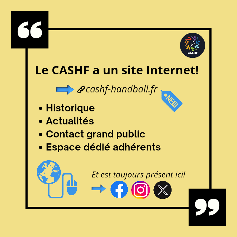Nouveau site Internet!
Retrouvez-y toutes les infos sur le Collectif ainsi qu'un formulaire de contact pour vos questions ou demandes d'adhésion.
➡️ cashf-handball.fr

#Handball 
#Supporters 
#France