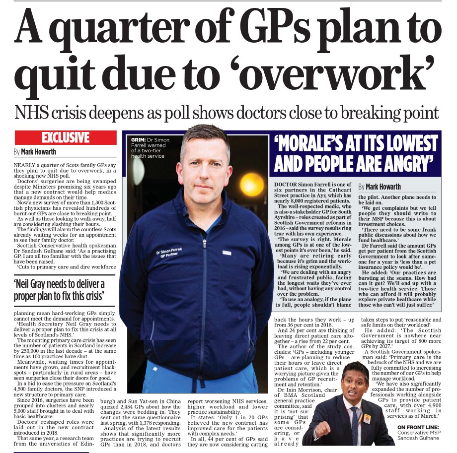 As a consequence of political decisions to continue the shocking under resourcing of General Practice in Scotland. Expecting GPs to provide unlimited care for less per patient than it costs for pet insurance and vaccinations is not OK. Most members of the public would be