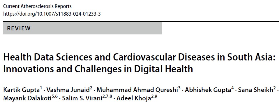 Dr Sana Sheikh (@sana_epienthu) on Twitter photo With increased availability and reduced cost of the internet, South Asia is uniquely positioned to harness the potential of digital health tech to improve prevention, diagnosis, and management of CVD.
<a href="/AdeelKhoja/">Adeel Akbar Khoja (MBBS, MSc, PhD)</a> <a href="/virani_md/">Salim Virani</a> With increased availability and reduced cost of the internet, South Asia is uniquely positioned to harness the potential of digital health tech to improve prevention, diagnosis, and management of CVD.
<a href="/AdeelKhoja/">Adeel Akbar Khoja (MBBS, MSc, PhD)</a> <a href="/virani_md/">Salim Virani</a>