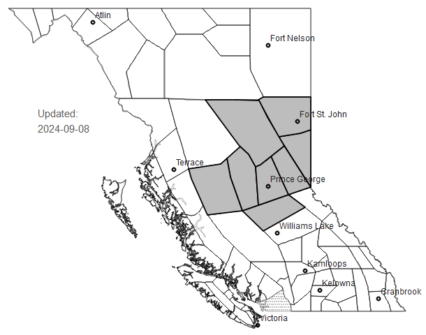 SUNDAY: Smoky Skies Bulletin issued for several regions in Northern B.C. Areas are being  impacted or likely to be impacted by wildfire smoke over the next 24-48 hours. Details: www2.gov.bc.ca/assets/gov/env…
<a href="/fnha/">FNHA</a>
<a href="/Northern_Health/">Northern Health</a>