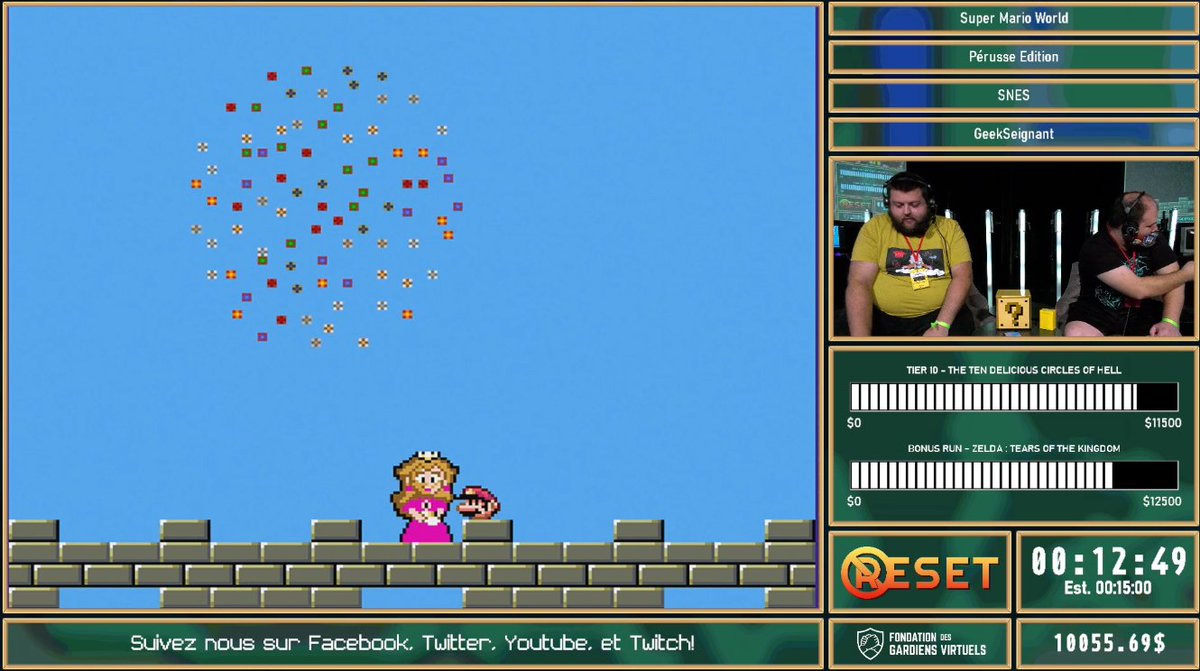 NoResetSpeedrun's tweet photo. Hourra GeekSeignant pour ta victoire éclatante à Super Mario World et les jokes de Perusse | Suivant: El Dorado | Big congrats to GeekSeignant for overcoming Super Mario World | Up Next: El Dorado⏱️#speedrun #marathon #charity #noreset https://t.co/PdrcTNN6Sv