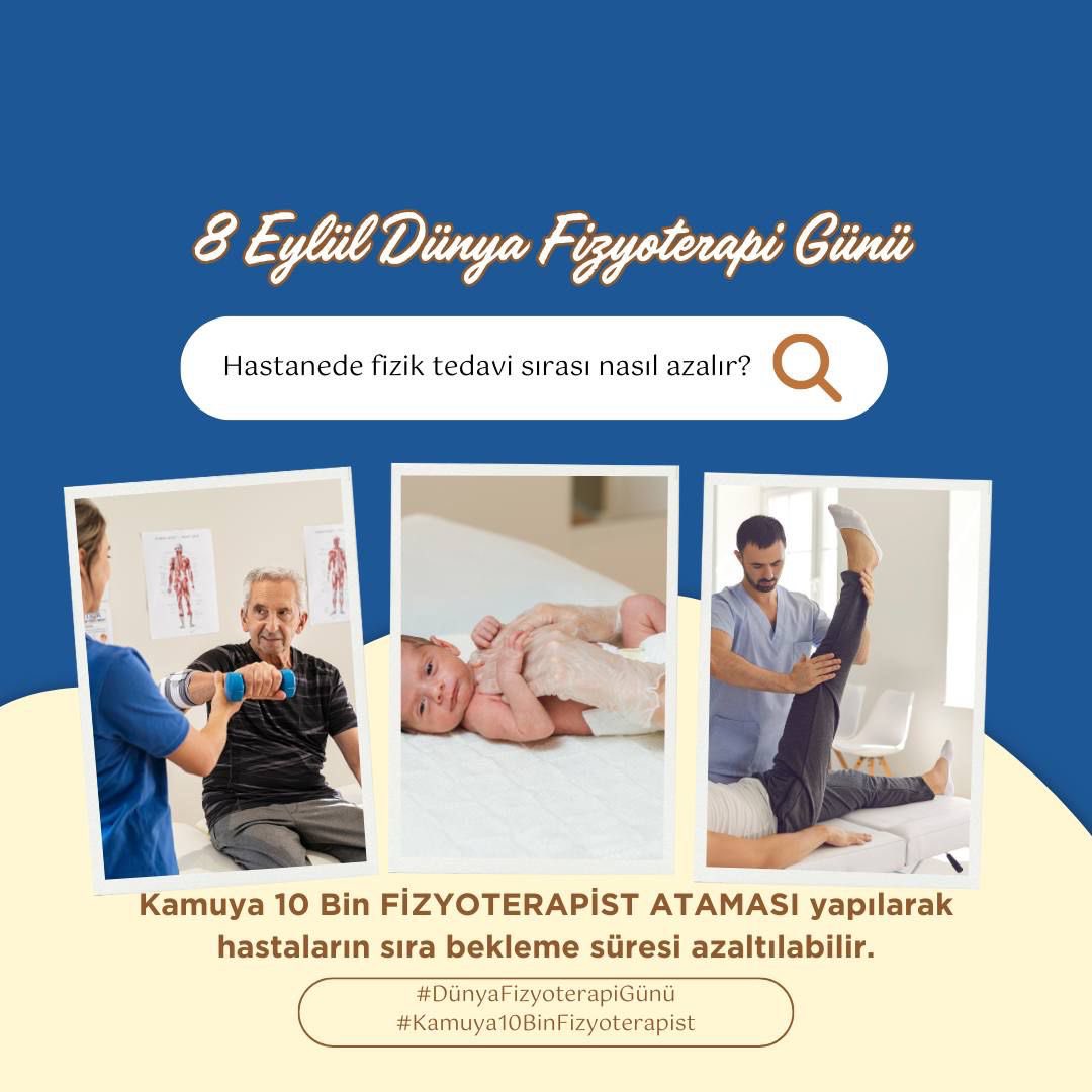 <a href="/sbshgm/">Sağlık Hizmetleri Genel Müdürlüğü</a> Tasarruf sağlanmak isteniliyorsa fizyoterapist istihdamına öncelik verilmelidir. Fizyoterapistler ameliyat sonrası geri dönüş sürecini kısaltarak  sistemin yükünü hafifletir.
#FizyoterapistlerAtamaBekliyor
#Kamuya10binFizyoterapist
<a href="/drmemisoglu/">Prof. Dr. Kemal Memişoğlu</a>
<a href="/suayipbirinci/">Doç. Dr. Şuayıp Birinci</a>
<a href="/Huzeyfe_Ylmz/">Huzeyfe Yılmaz</a>