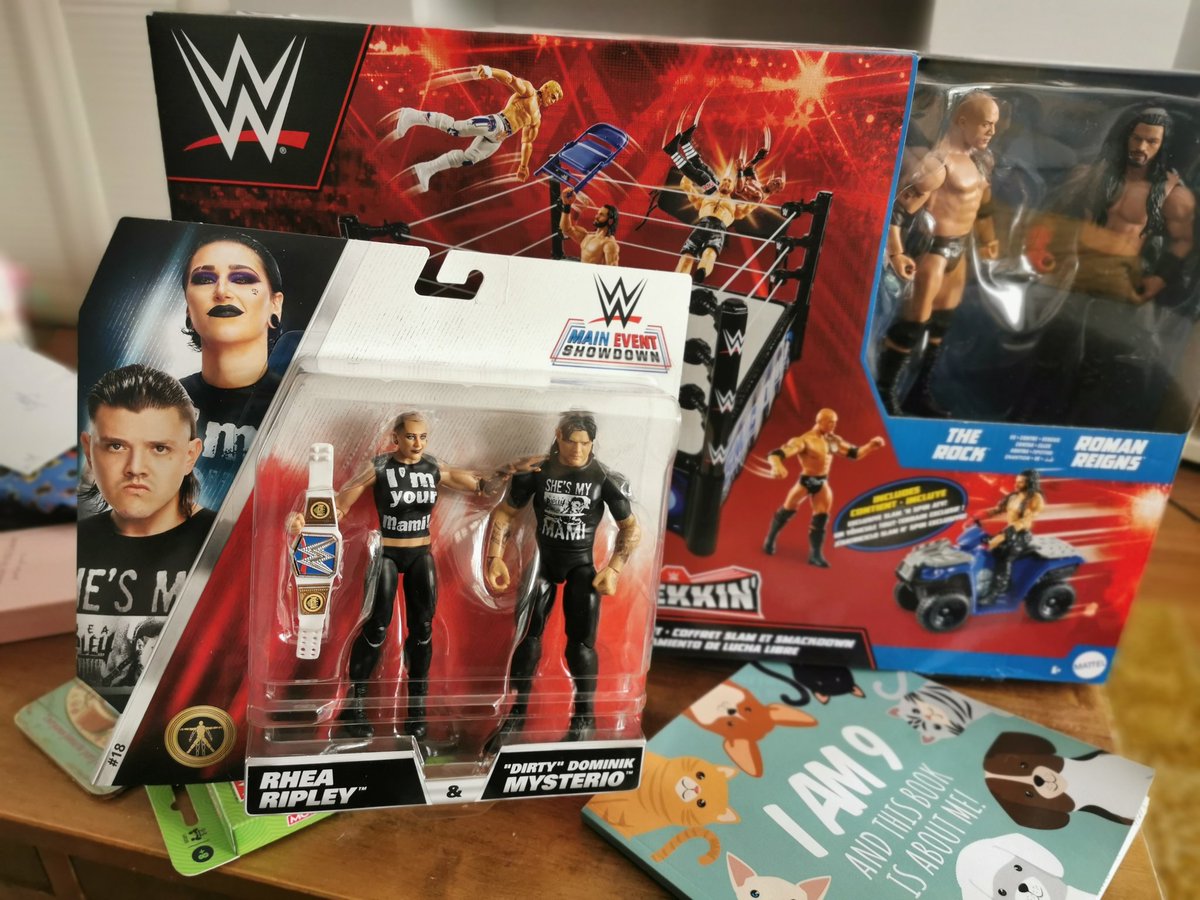 HeavyMetalBlade's tweet photo. On the last day of school, my daughter was told by some boys that wrestling was for boys.

She wasn't happy. 

She's just spent her birthday money ensuring @RheaRipley_WWE can kick all the boys assets and I'm all here for that! #bestdayever https://t.co/31LcpyJ6iy