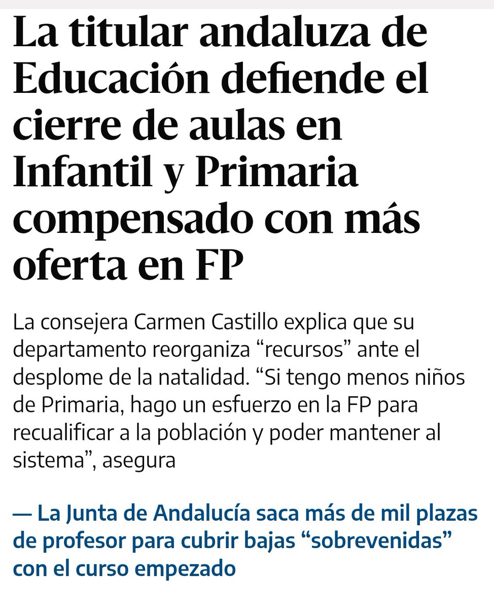 usteaeducacion's tweet photo. Sra consejera,que declaraciones más lamentables:
El cierre de aulas en primaria e infantil son casi todas en la ESCUELA PÚBLICA; ustedes a la privada la cuidan mucho.
La FP para ustedes es un negocio para entidades privada; poca inversión pública para tanta demanda.
Intolerable https://t.co/6YaAGyx6YO