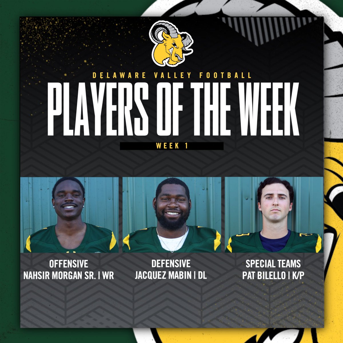 DVUfootball's tweet photo. Week 1 Players of the Week
#DelValFootball #Family https://t.co/uArPnfQCpF