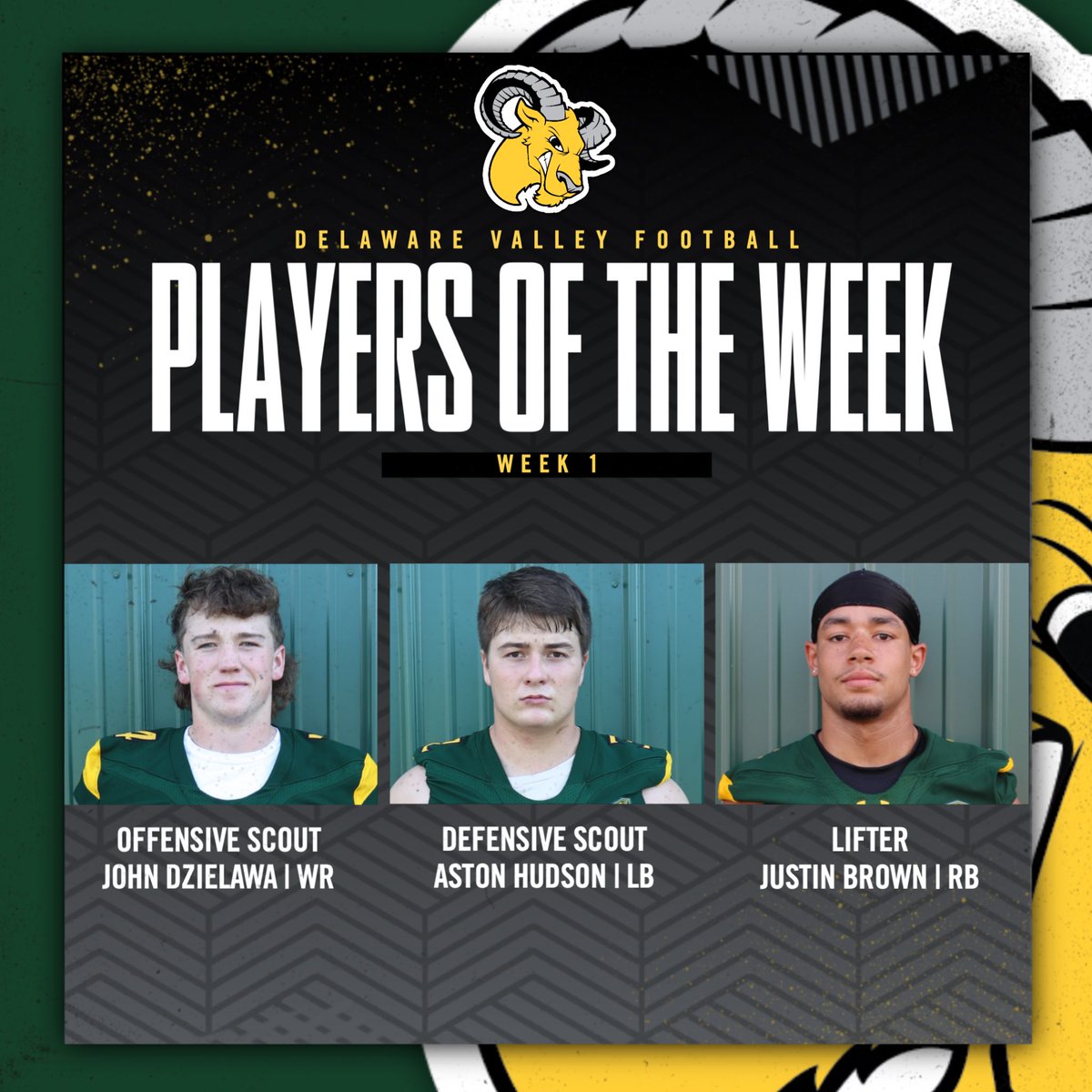 DVUfootball's tweet photo. Week 1 Players of the Week
#DelValFootball #Family https://t.co/uArPnfQCpF