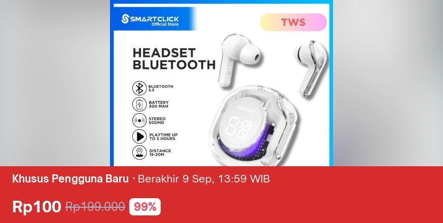 goooooto7's tweet image. 🤩 Ada diskon 99% jadi Rp100, nih. Buruan cek di Tokopedia sebelum diskonnya berakhir! tokopedia.link/lgxjt8flJMb