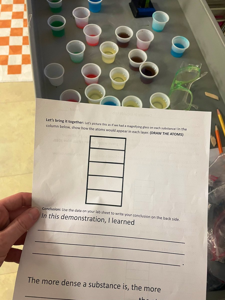 6th grade science started our Density Unit off strong by showing how substances of different densities layer and then related it back to our states of matter! 🌈💛 #maydeproud #maydeforthismoment