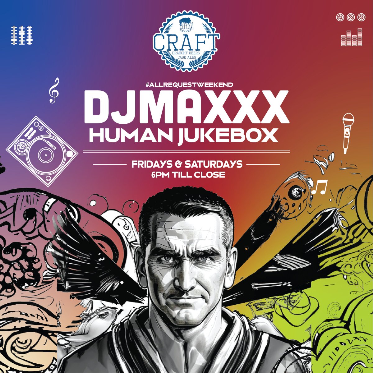 🎧 Friday &amp; Saturday Nights with DJ Maxxx! 
Kick off your weekend at CRAFT with DJ Maxxx spinning your favorite beats from 6 PM until close 🎶