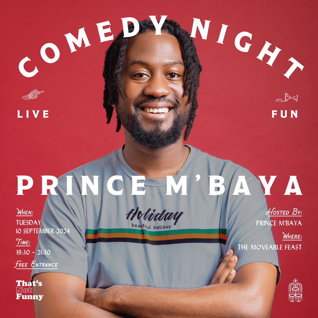 prince_mbaya's tweet photo. Catch me hosting at Moveable Feast, on Tuesday 10 September 2024 from 7:30 PM Come join the fun and let's make it a hilarious night
NightOut
#ComedyNight #LiveComedy #StandUpShow #LaughterIsTheBestMedicine #FunTimes #ComedyHost #ThatsNotFunny #NightOut #ComedyLife https://t.co/hXuWAetA6z