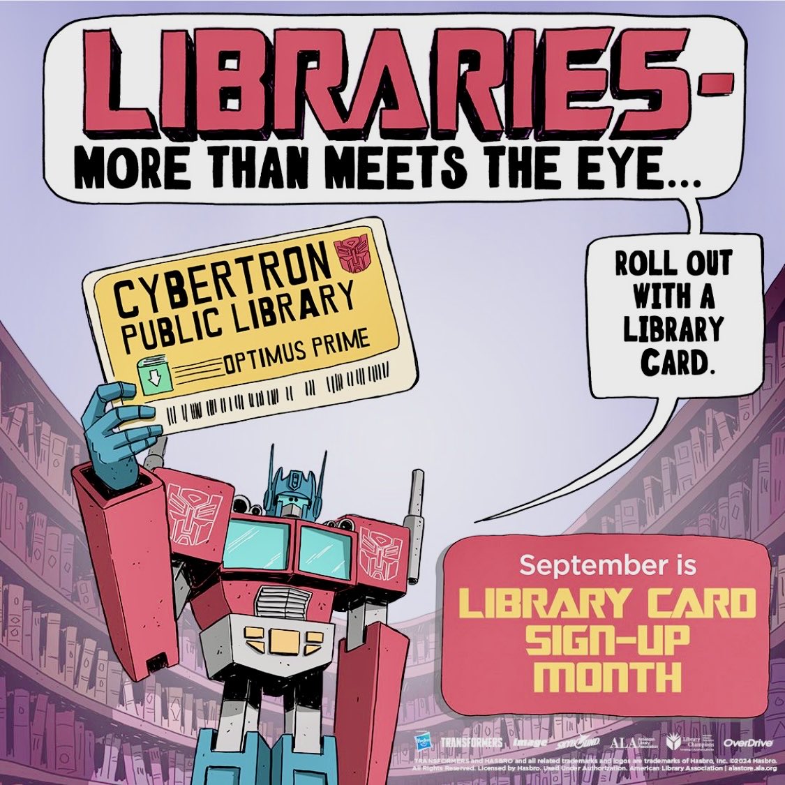 SCaragiannis's tweet image. This poster was originally shared by the #AmericanLibraryAssociation to promote #Library membership in the United States. It really should apply to every jurisdiction, from Canada to #Cybertron, and appeal to all communities, #Autobots and #Decepticons, alike! #Transformers #ALA