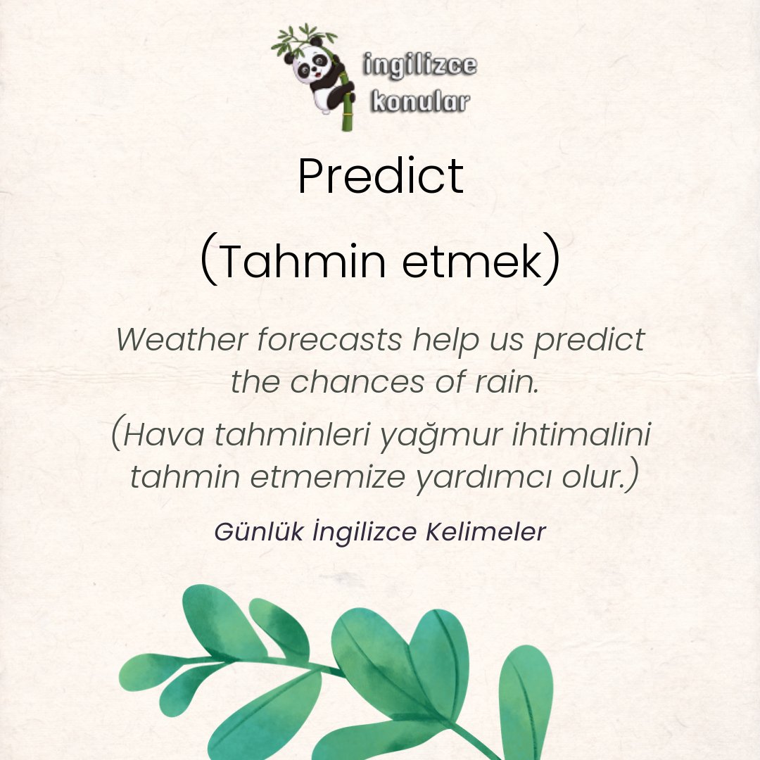 Yeni İngilizce Kelime: Predict (Tahmin Etmek)

Lütfen daha fazla İngilizce kelime için için bizi takip edin. ingilizcekonular.com ile İngilizce öğrenmek çok kolay.

#ingilizce #ingilizcekelimeler #ingilizcekursu #ingilizcedersi #ingilizcesözler #ingilizcekonular
