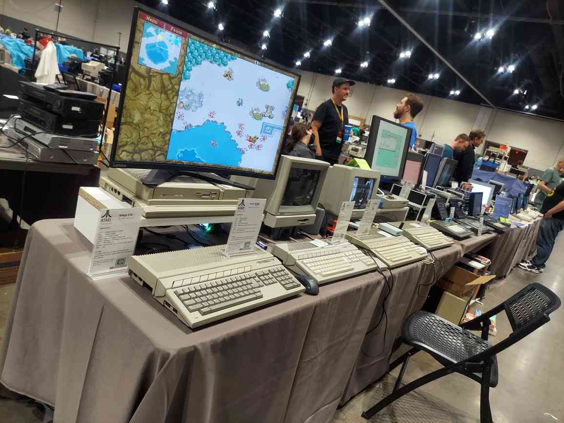 Shout out to all Atarians visiting and showcasing at the Vintage Computer Festival Midwest. 

Sounds like a really popular event with some amazing tech and memorabila on display. 

Photos from exhibitor and community member John Buell. More on the Atari Club Discord. #vcfmw