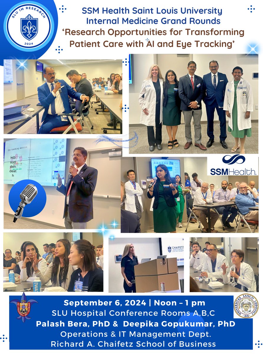 Krista Lentine, MD,PhD | FASN | FAST (@kristalentine) on Twitter photo 📣Outstanding <a href="/slusom/">SLU Medicine</a> #InternalMedicine #GrandRoundspresentation '#Research Opportunities for Transforming #PatientCare w/ AI & Eye Tracking'🎤 by <a href="/SLUChaifetzBiz/">Richard A. Chaifetz School of Business</a> colleagues #PalashBera➕#DeepikaGopukumar🙏🏽
·🙌🏾#StandingRoomOnly turn-out to brainstorm on collaborative research📊 📣Outstanding <a href="/slusom/">SLU Medicine</a> #InternalMedicine #GrandRoundspresentation '#Research Opportunities for Transforming #PatientCare w/ AI & Eye Tracking'🎤 by <a href="/SLUChaifetzBiz/">Richard A. Chaifetz School of Business</a> colleagues #PalashBera➕#DeepikaGopukumar🙏🏽
·🙌🏾#StandingRoomOnly turn-out to brainstorm on collaborative research📊
