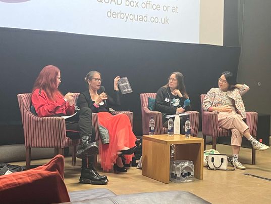 Yesterday's <a href="/EdgeLitDerby/">Edge-Lit</a> was fab! Wasn't enough time to chat to everyone but I loved talking about dystopian fiction &amp; dark fairy tales, watching the  poignant 'Baby on Board' short film &amp; coming away with a lovely book haul. @BlackShuckBooks BIG thanks to <a href="/lifeofholly/">Holly Blades</a>! 💗