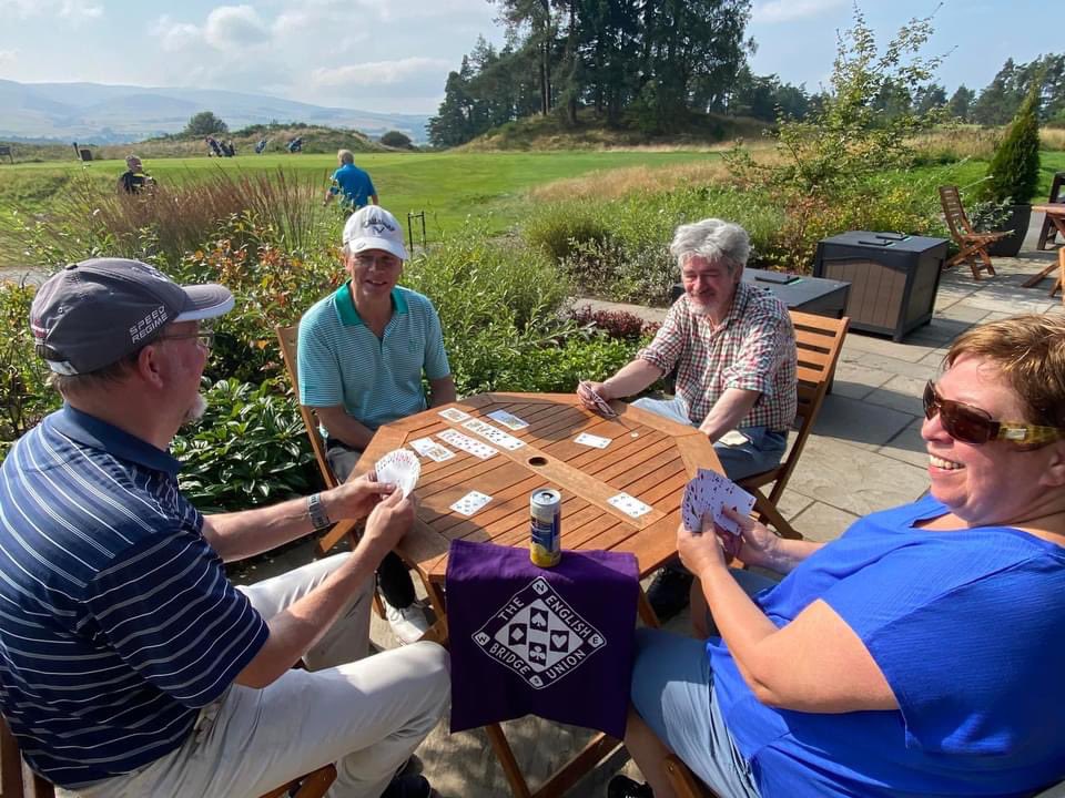 Playing bridge after the first 9 - bridge and golf pair well together. Where are we bridging? 

#festivalofbridge #mindsport #playbridge #SBU