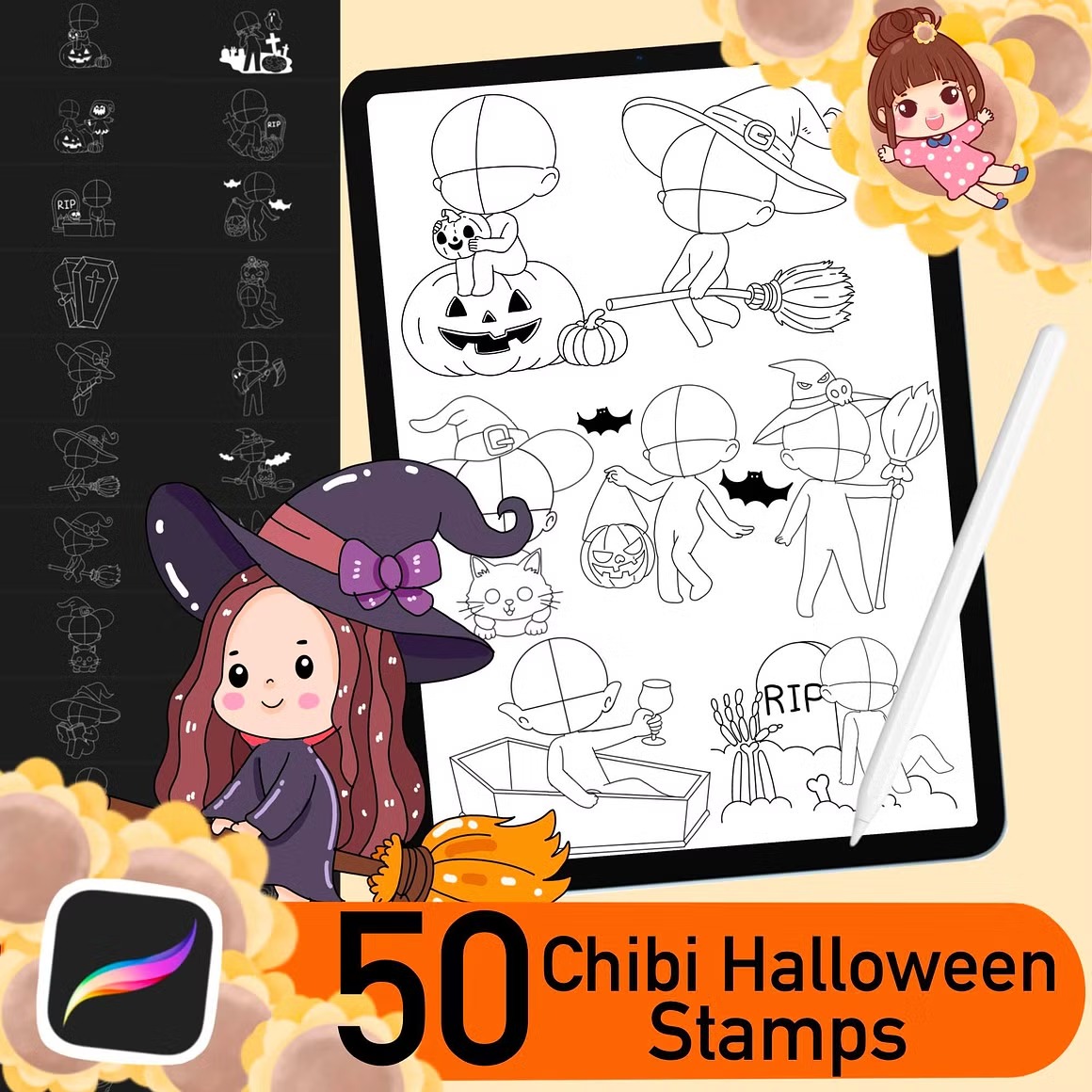 Чиби хэллоуин штампы Procreate dlvr.it/TCzvwf